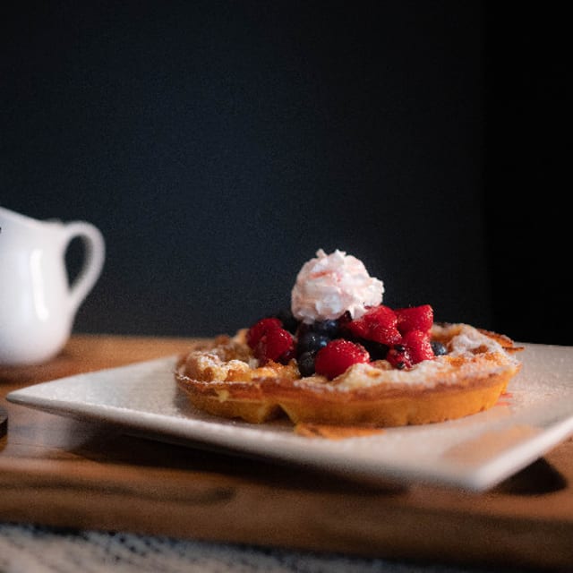 Fruit Waffle with Cream.